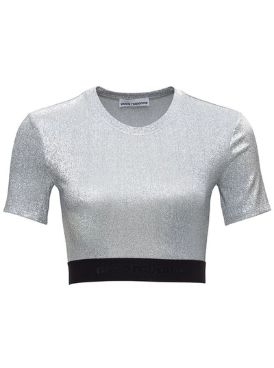 Shop Paco Rabanne Logo Band Cropped Top In Silver