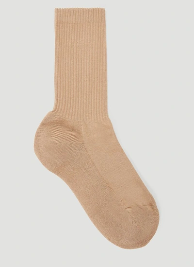 Shop Jacquemus Les Chaussettes Logo Socks In Brown