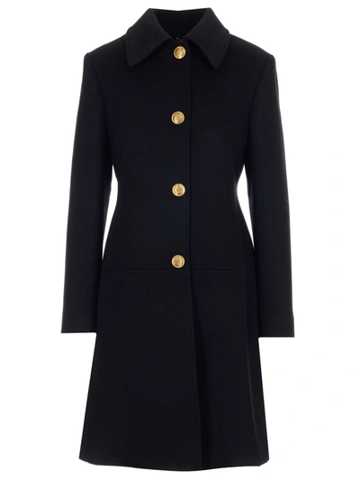 Shop Givenchy 4g Buttoned Coat In Black
