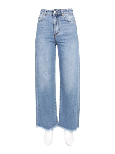 Shop Msgm Wide Leg Denim Jeans In Blue