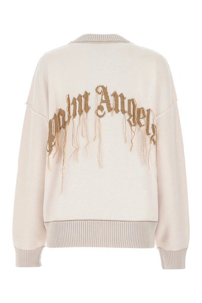 Shop Palm Angels Bear Intarsia Knit Sweater In White