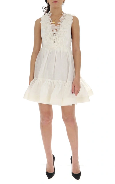 Shop Zimmermann The Lovestruck Garland Mini Dress In White