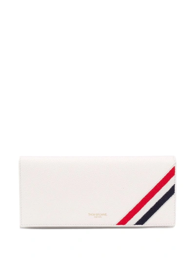 Shop Thom Browne Diagonal Rwb Stripe Wallet In White