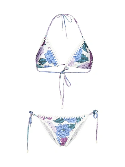 Shop Zimmermann Floral Print Bikini Set In Multi
