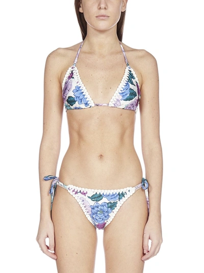 Shop Zimmermann Floral Print Bikini Set In Multi