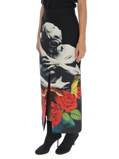 Shop Valentino Galaxy Kiss Graphic Print Pencil Skirt In Multi