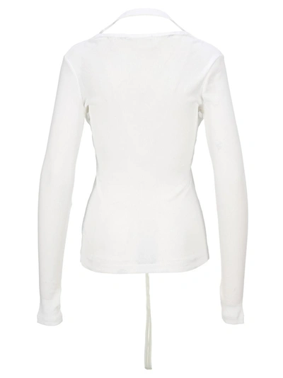 Shop Helmut Lang Wrap Detail Long Sleeve Top In White