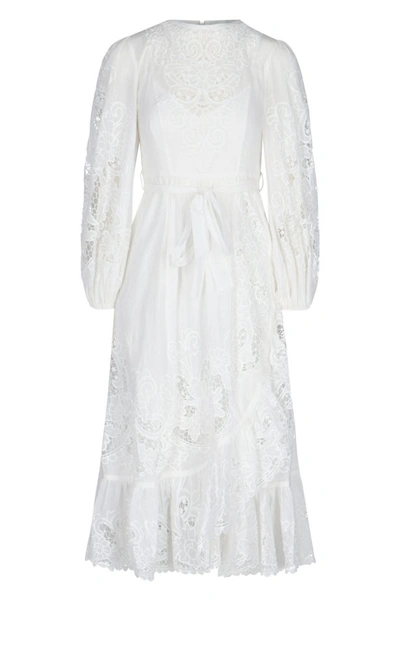 Shop Zimmermann Lulu Scallop Frill Dress In White