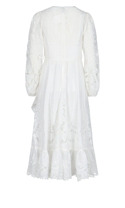 Shop Zimmermann Lulu Scallop Frill Dress In White