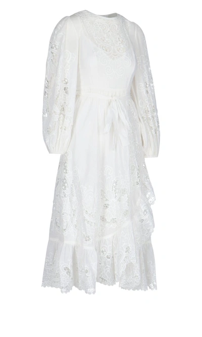 Shop Zimmermann Lulu Scallop Frill Dress In White