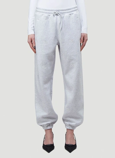 Shop Alexander Wang Logo Embroidered Jogger Pants In Grey