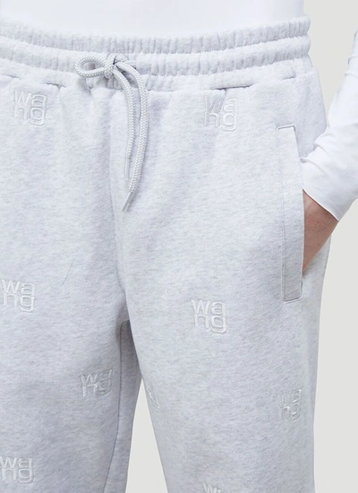 Shop Alexander Wang Logo Embroidered Jogger Pants In Grey