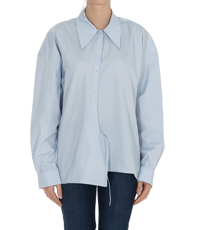 Shop Lemaire Oversized Asymmetric Shirt In Blue