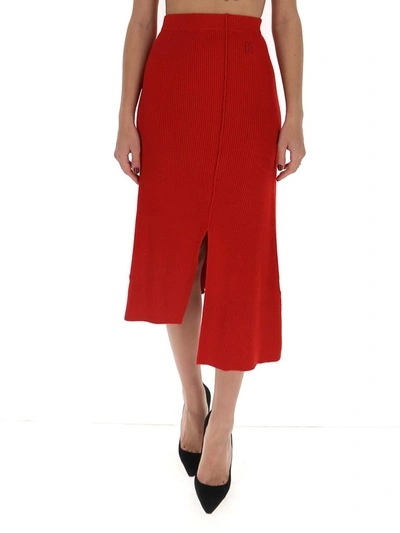 Shop Kenzo Asymmetric Midi Skirt In Red