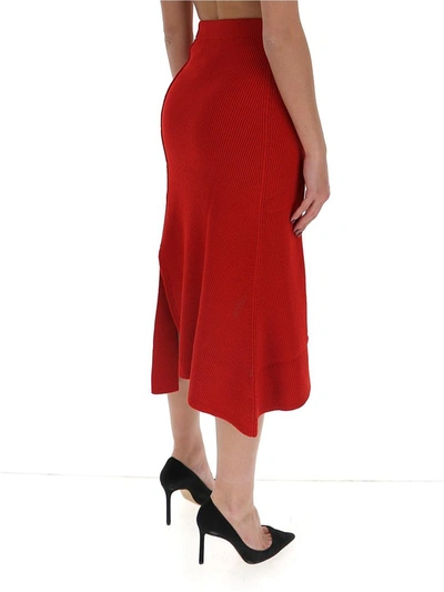 Shop Kenzo Asymmetric Midi Skirt In Red