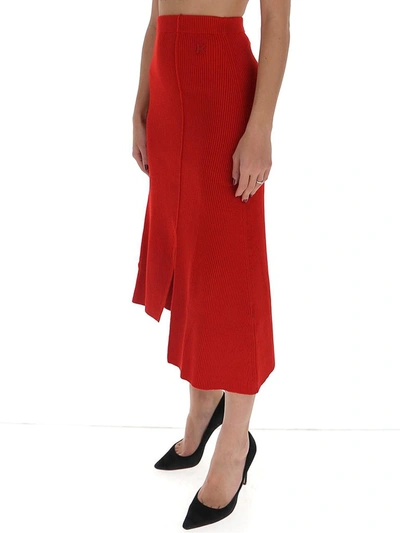 Shop Kenzo Asymmetric Midi Skirt In Red