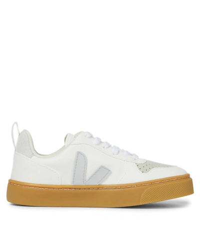 Shop Veja V-10 Faux Leather Sneakers In White