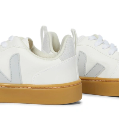 Shop Veja V-10 Faux Leather Sneakers In White