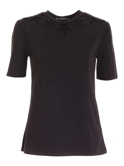 Shop Ermanno Scervino Macramé T-shirt In Black