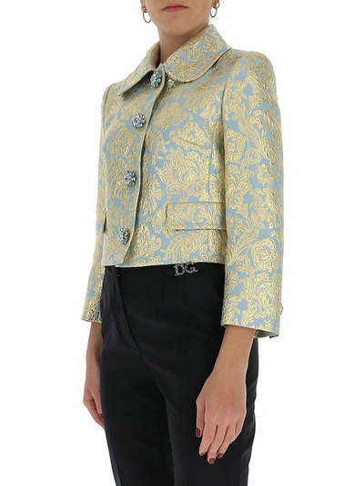 Shop Dolce & Gabbana Cropped Lamé Jacquard Jacket In Multi