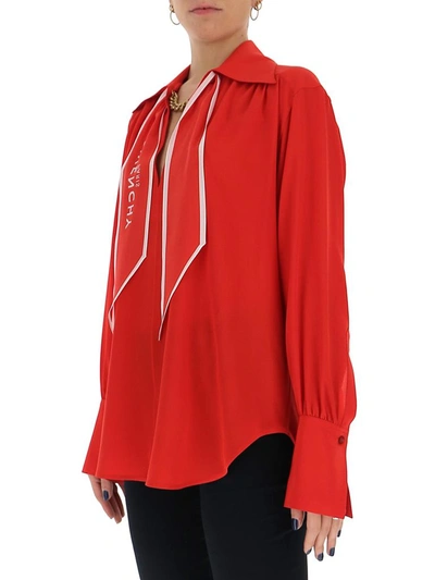 Shop Givenchy Logo Scarf Blouse In Red