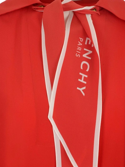 Shop Givenchy Logo Scarf Blouse In Red