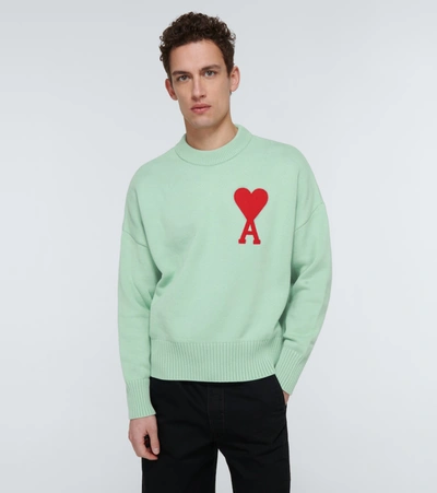 Shop Ami Alexandre Mattiussi Ami De Coeur Oversized Sweater In Green