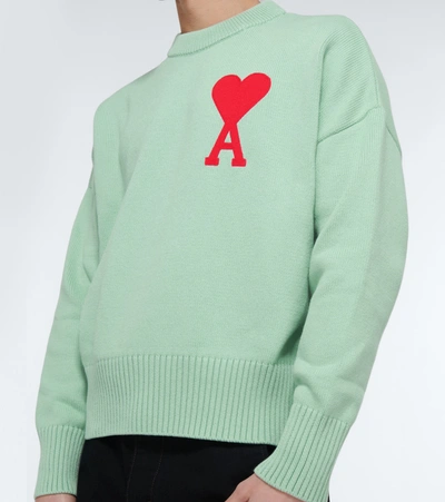 Shop Ami Alexandre Mattiussi Ami De Coeur Oversized Sweater In Green
