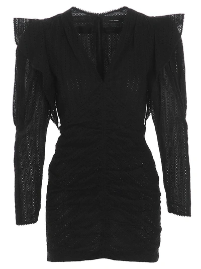 Shop Isabel Marant Getya Ruched Mini Dress In Black