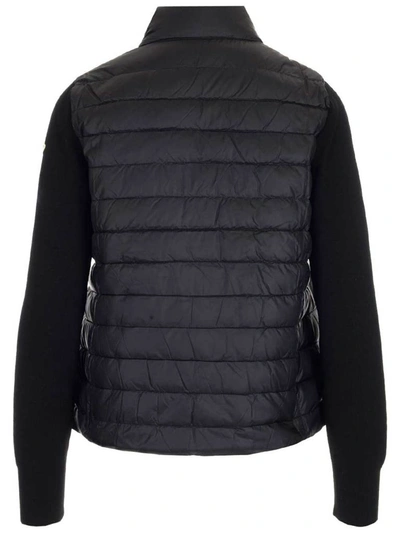 Shop Moncler Logo Zipped Puffer Jacket In Black