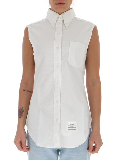 Shop Thom Browne Sleeveless Buttoned Shirt In White