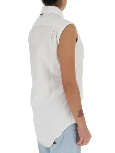 Shop Thom Browne Sleeveless Buttoned Shirt In White