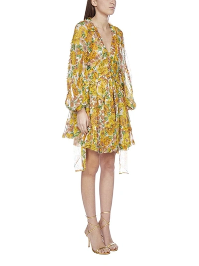 Shop Zimmermann Poppy Frill Billow Mini Dress In Yellow