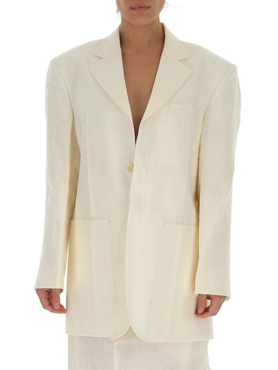 Shop Jacquemus La Veste D'homme Oversized Suit Jacket In Beige