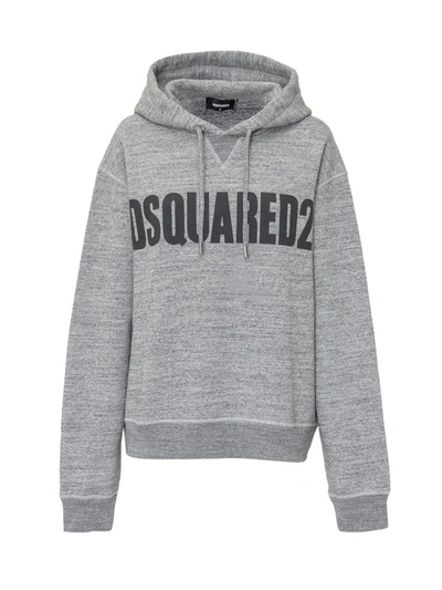 Shop Dsquared2 Logo Printed Hoodie In Grey