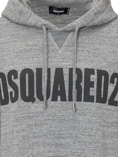 Shop Dsquared2 Logo Printed Hoodie In Grey