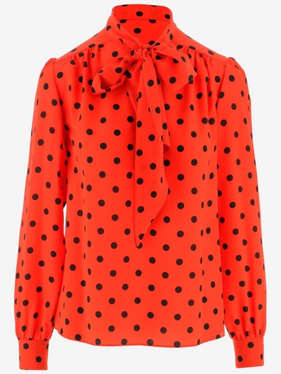 Shop Saint Laurent Polka Dots Pussy In Red