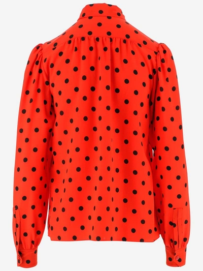 Shop Saint Laurent Polka Dots Pussy In Red
