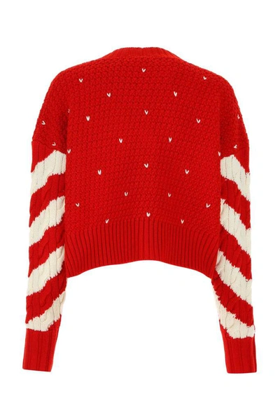 Shop Alanui Candycane Christmas Cardigan In Red