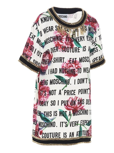 Shop Moschino Floral Slogan Printed T In Multi