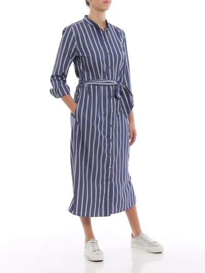Shop Lauren Ralph Lauren Striped Shirt Dress In Blue