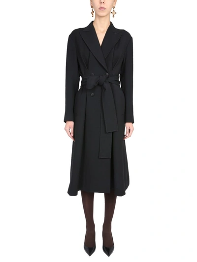 Shop Dolce & Gabbana Belted Double Breasted Coat In Black