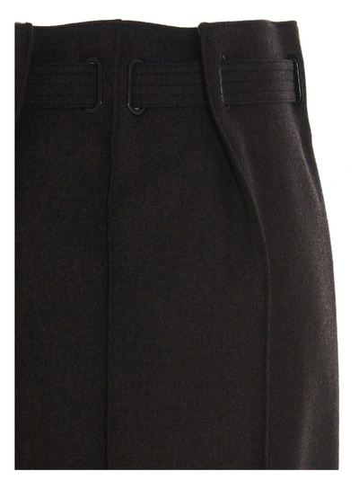 Shop Fendi Belted Midi Skirt In Brown