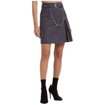 Shop Alberta Ferretti Belted Plaid Mini Skirt In Multi