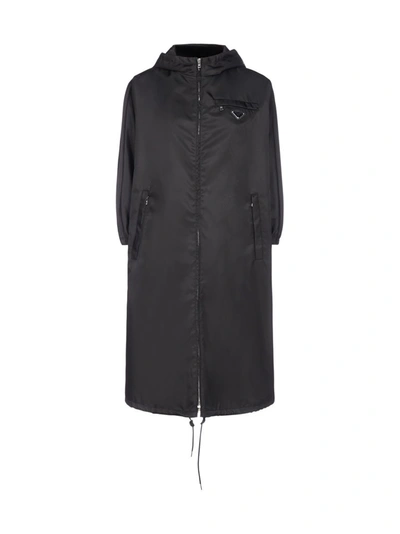 Shop Prada Zipped Pocket Oversized Jacket In Black