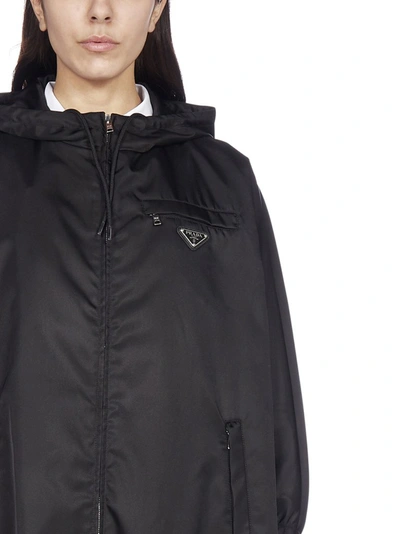 Shop Prada Zipped Pocket Oversized Jacket In Black