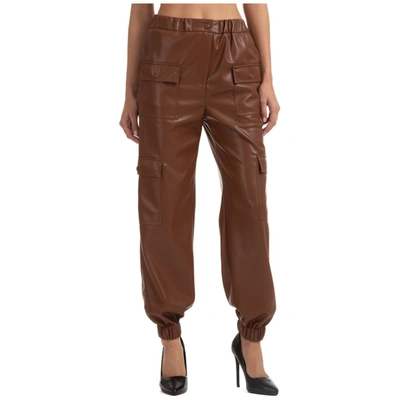 Shop Msgm Faux Leather Cargo Pants In Brown