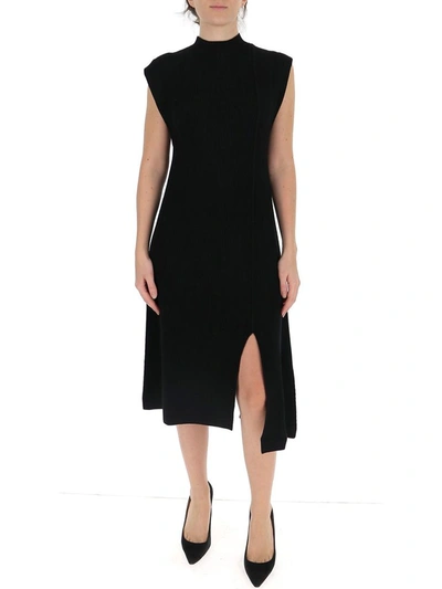 Shop Kenzo Asymmetric Knit Dress In Black