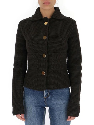 Shop Bottega Veneta Knit Jacket In Brown