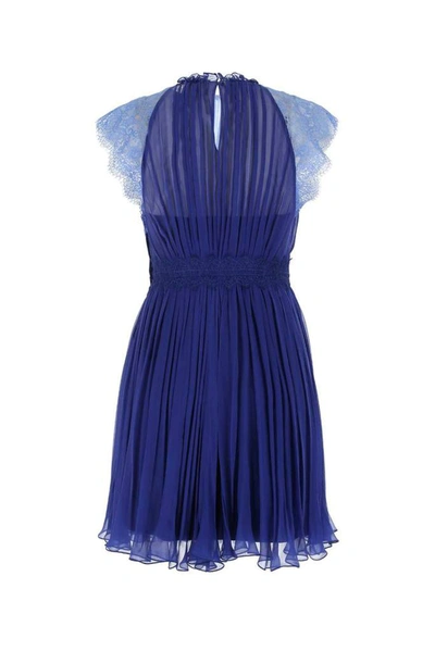 Shop Alberta Ferretti Chiffon Mini Dress In Blue